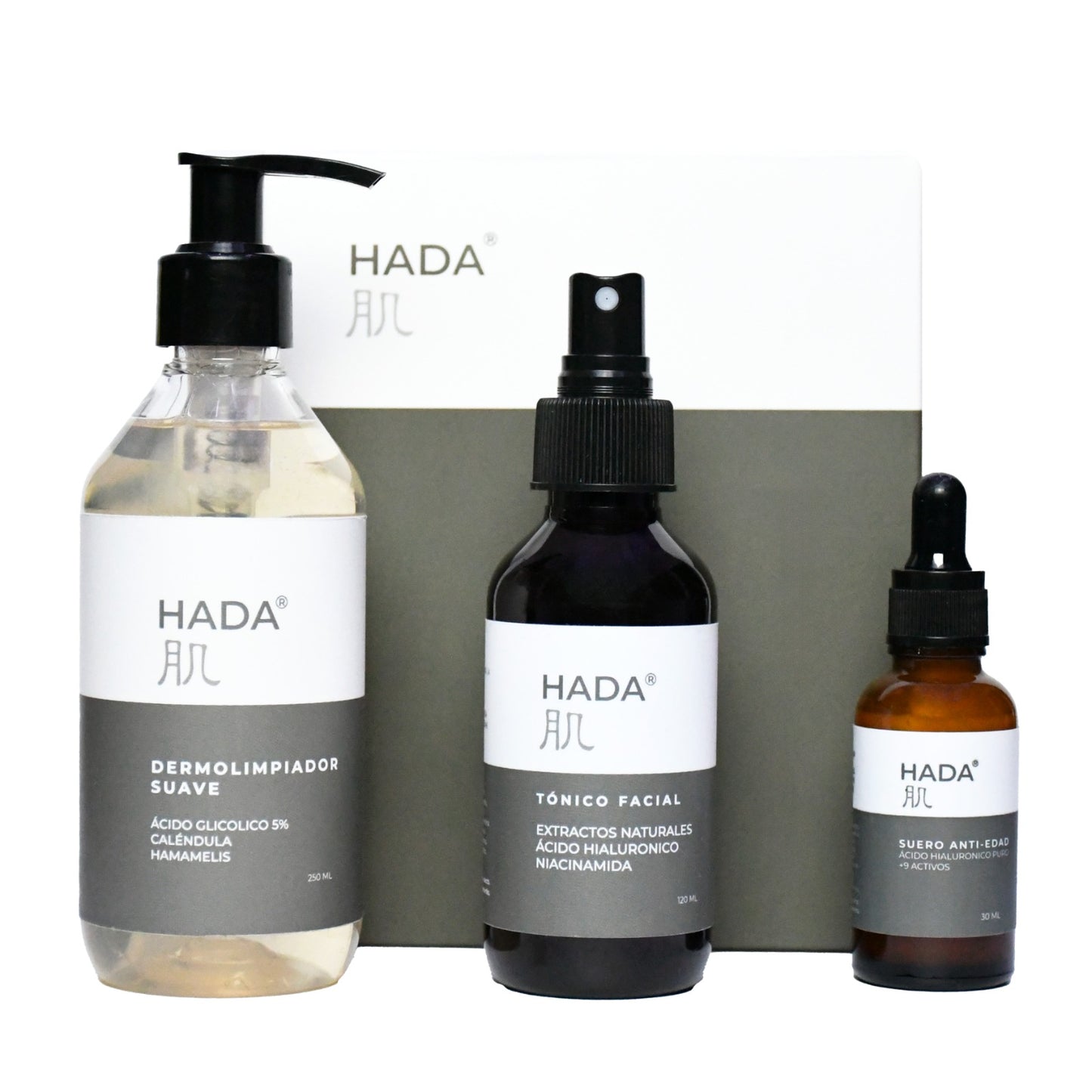 Hada Skincare - Kit 3 en 1 - Dermolimpiador, Tónico y Sérum Hidratante